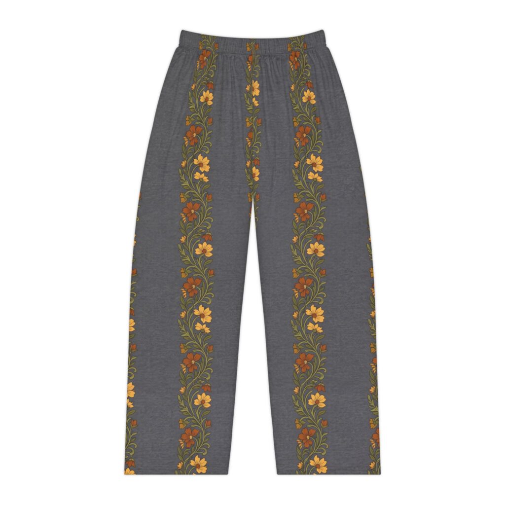 Botanical Vine Stripe Lounge Pants — Women's Cozy Pajama Trousers