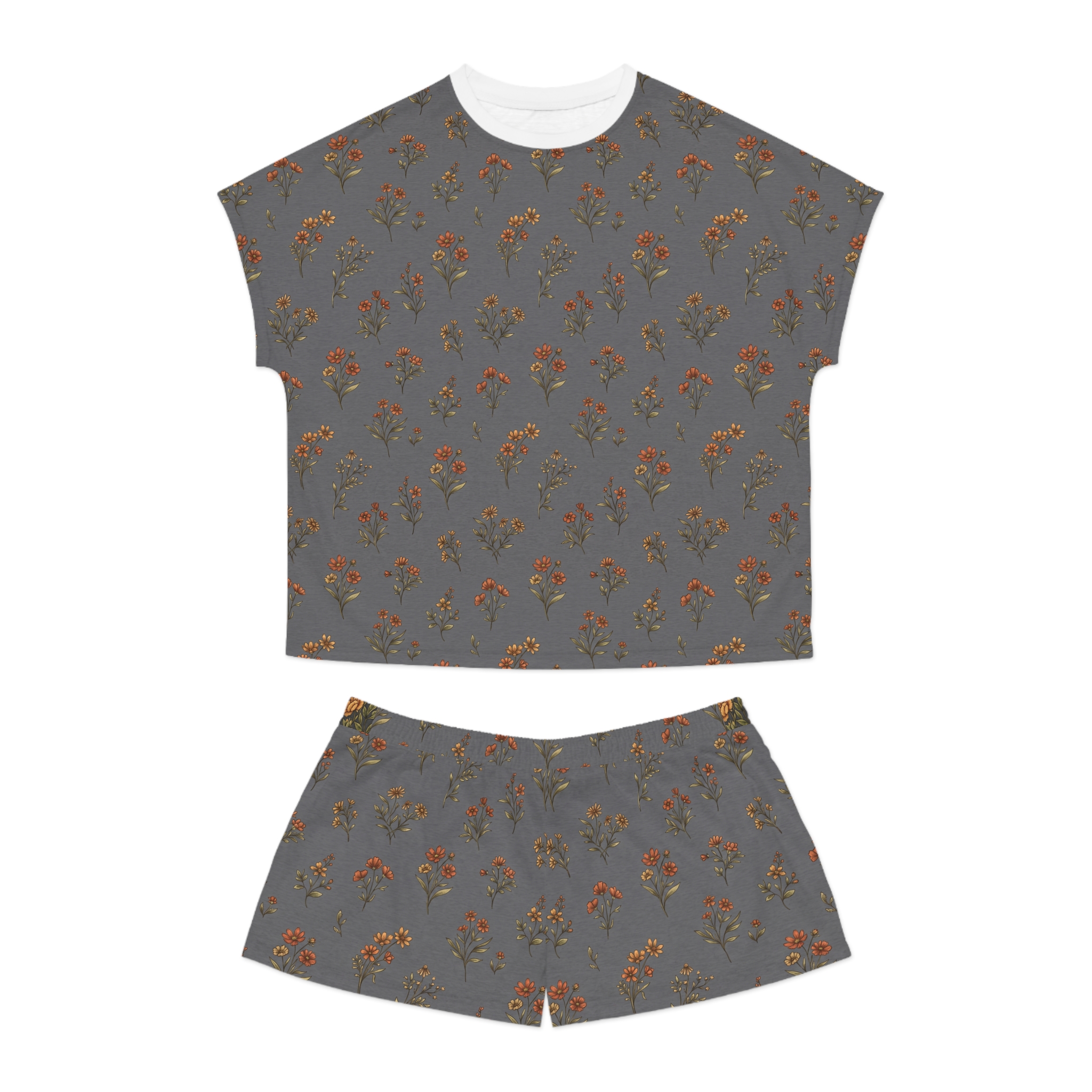 Women's Floral Pajama Set — Vintage Rose Short Sleepwear
