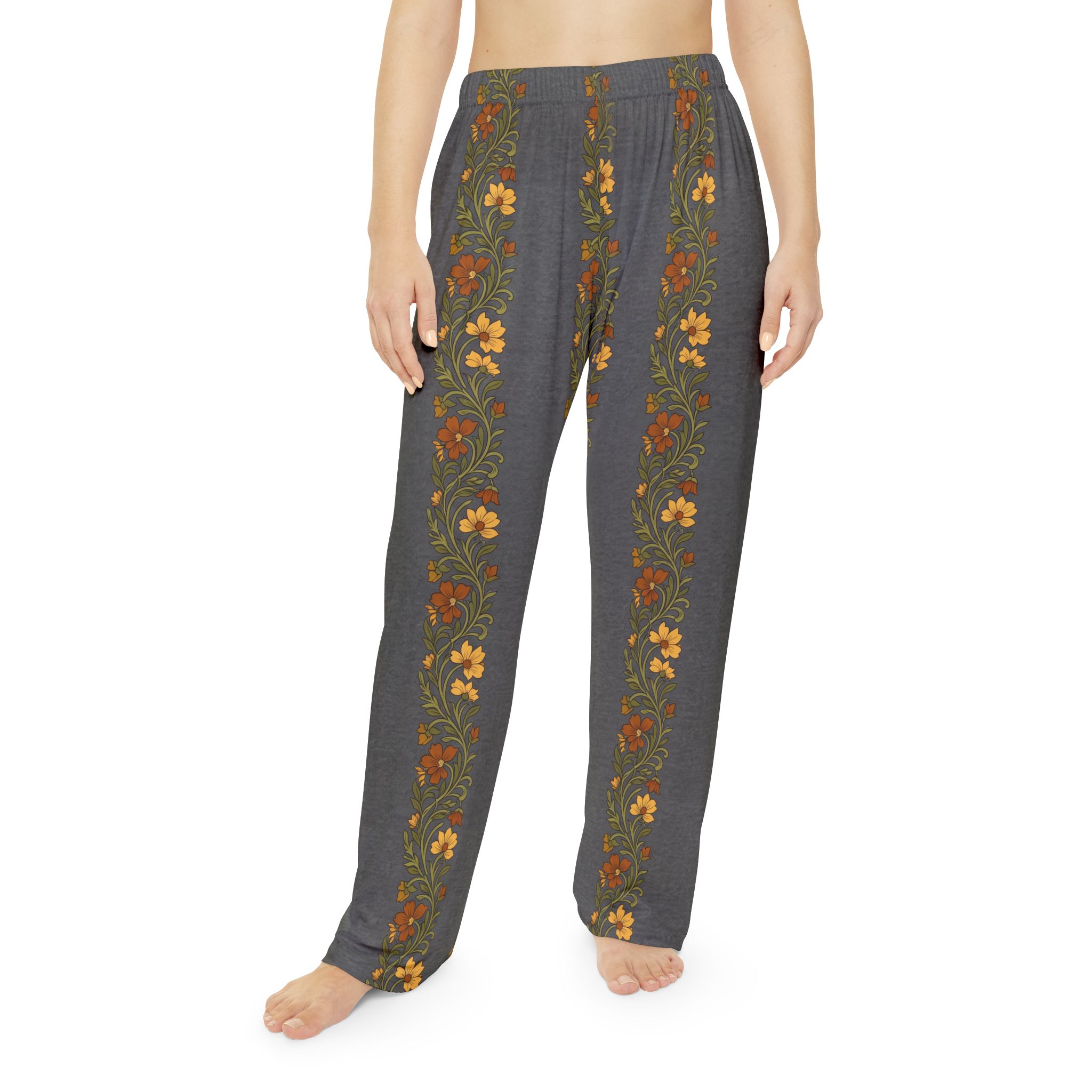 Botanical Vine Stripe Lounge Pants — Women's Cozy Pajama Trousers - Image 3