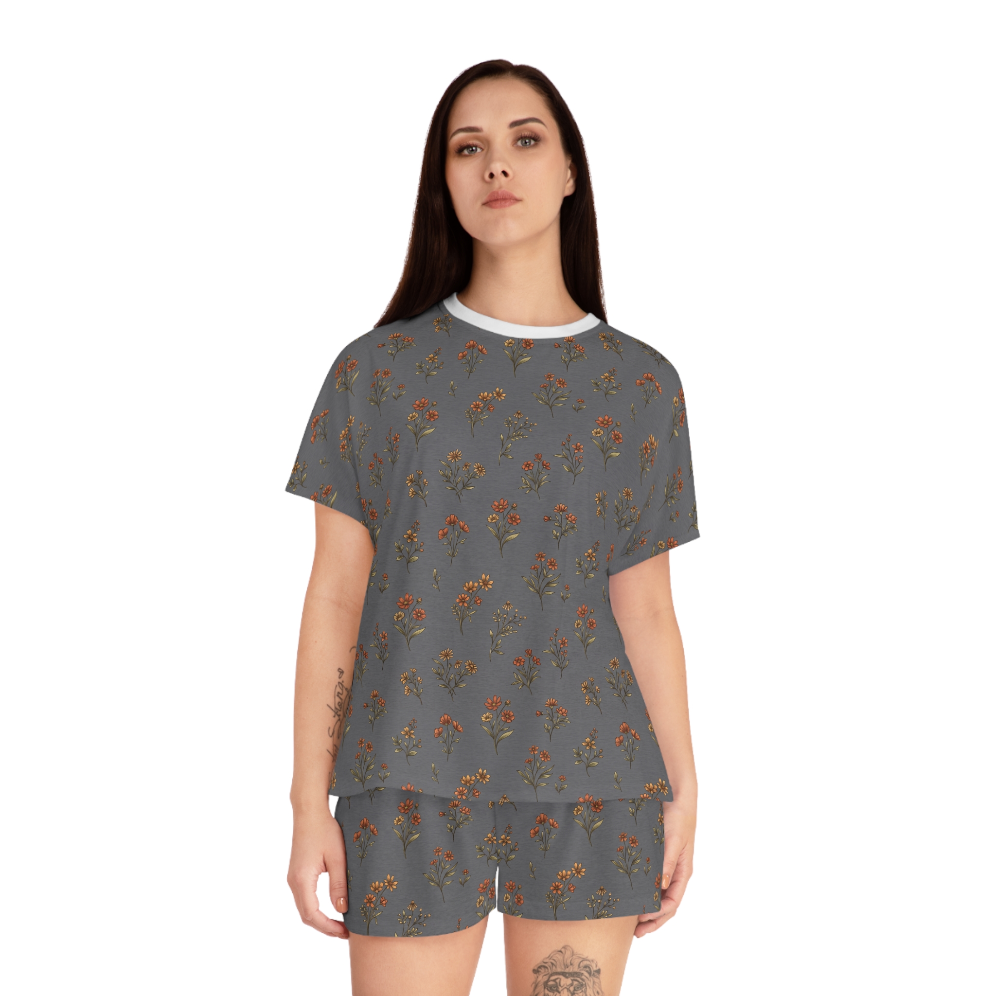 Floral pajama set designed for sleep comfort