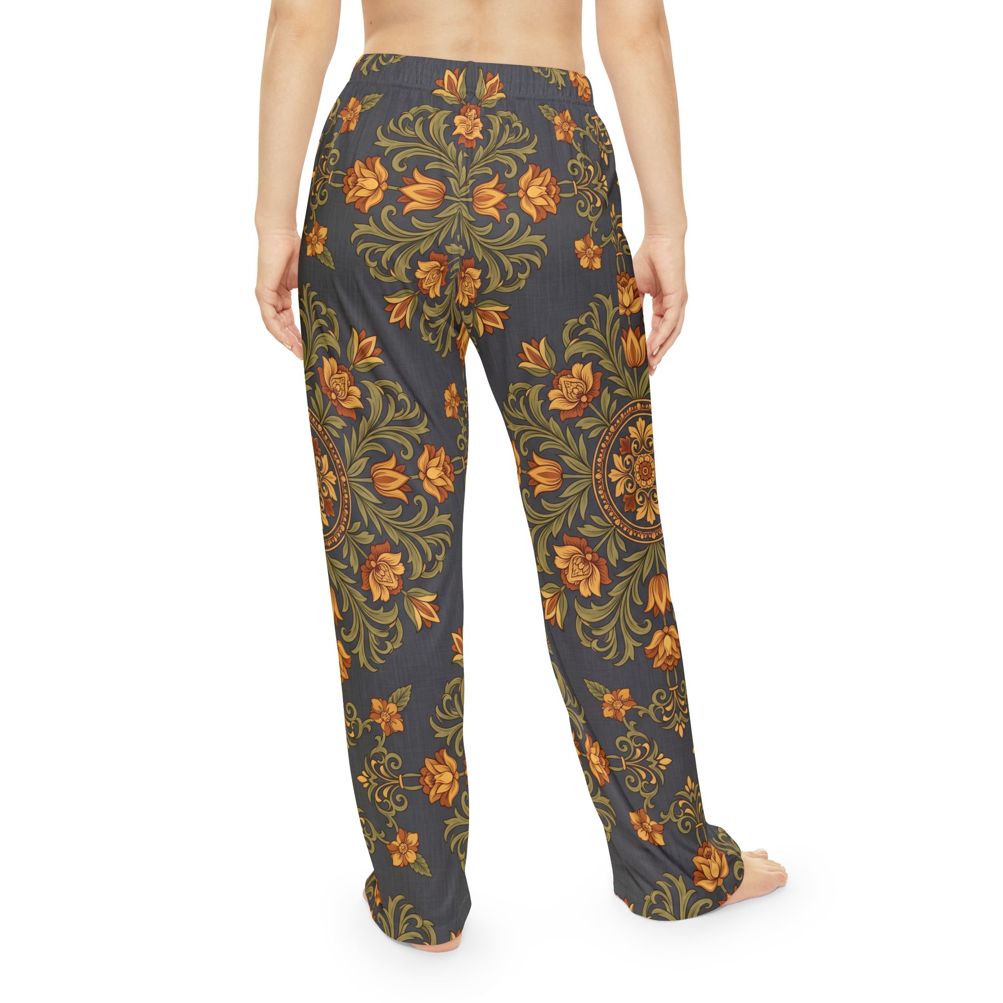 Floral Damask lounge pants for all-day comfort