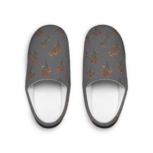 Women's Floral Grey Indoor Slippers — Cozy Slip-On House Shoes